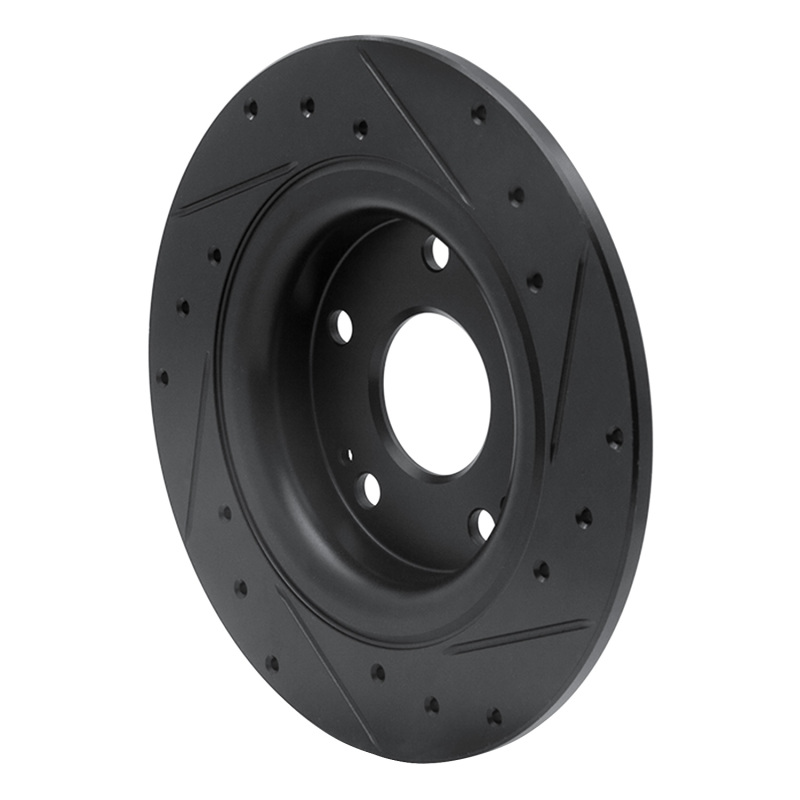 Honda Civic Brake Rotor (1) - Rear Left - R1 Concepts - Drilled & Slotted - Black - `17-`20